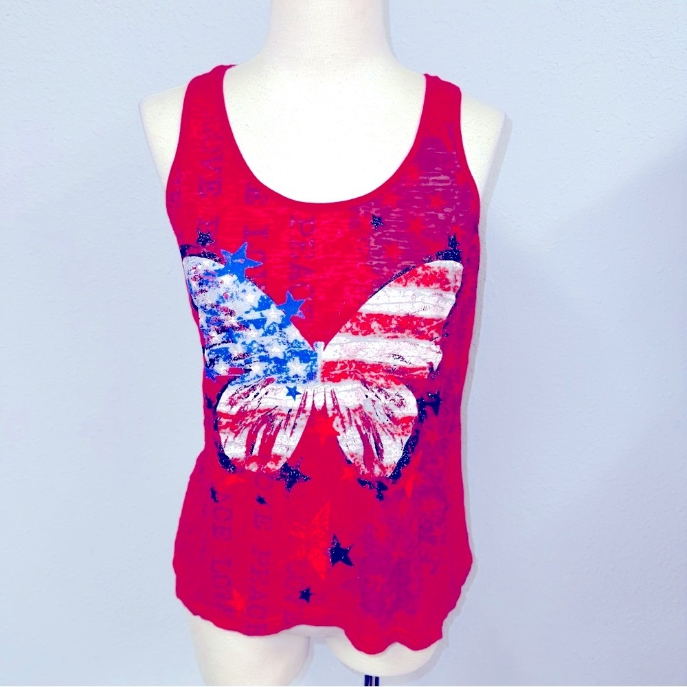 Juniors Rocker Girl All Access 4th of July tank top sz L (11-13)